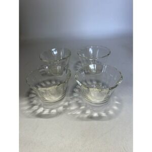 4 Vintage Fire King #422 Clear Glass Scalloped 5oz Custard Cups Ramekin Set